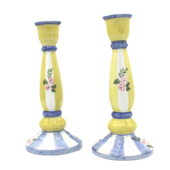 Vintage Pair of Andrea by Sadek Cottagecore Country Decor Candlesticks 8" - Picture 2 of 6